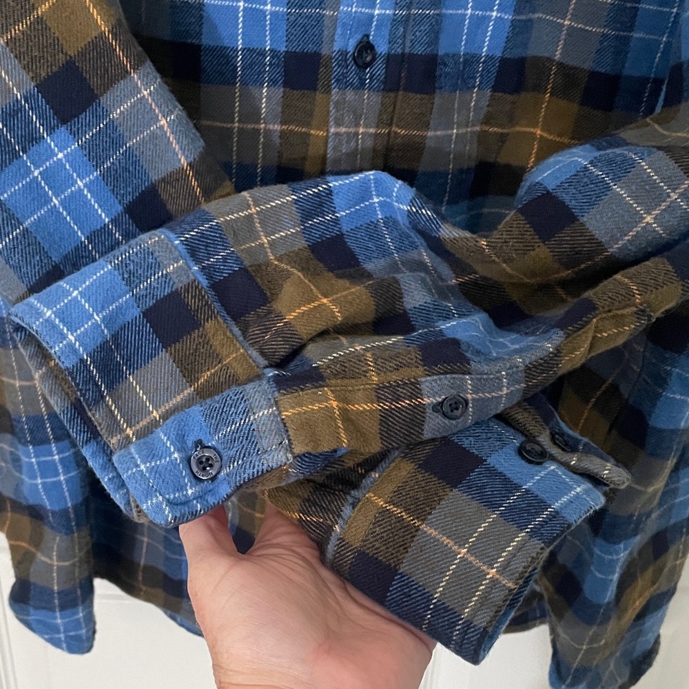 The North Face Blue Brown Plaid Arroyo Flannel Button Down Shirt Mountain Man 2X - Picture 6 of 6